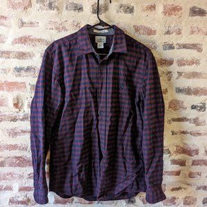 L.L.Bean Maroon/Navy Checkered 100% Cotton Flannel Size Medium